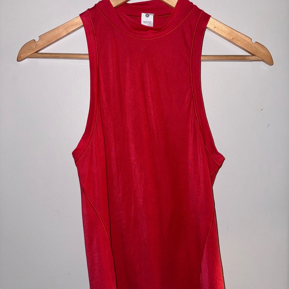 Lululemon Athletica Red Muscle Tee with Cut Out Sleeveless Design